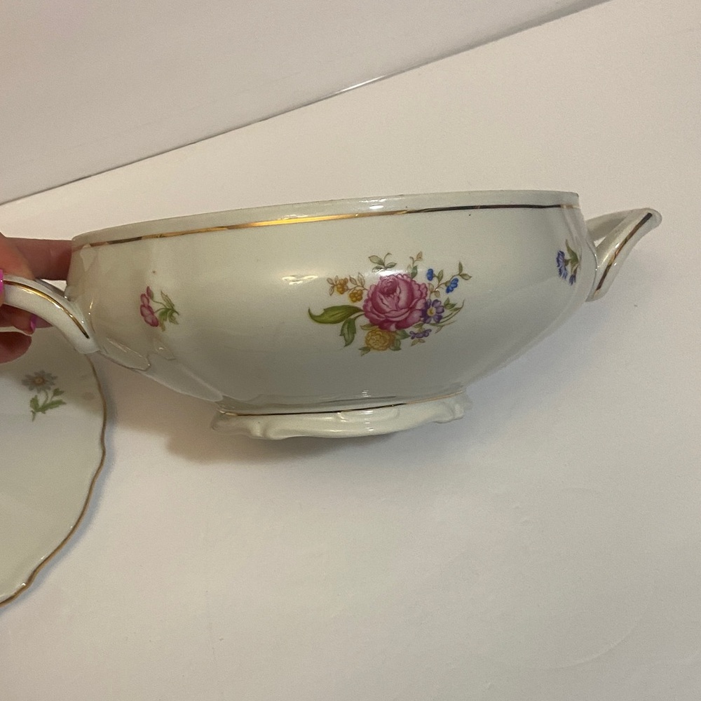 Vintage Bavaria Floral Porcelain Soup Tureen with Lid home decor dish serve bowl - Picture 6 of 8